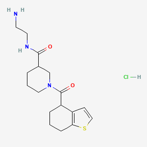 molecular formula C17H26ClN3O2S B2434319 N-(2-Aminoethyl)-1-(4,5,6,7-tetrahydro-1-benzothiophene-4-carbonyl)piperidine-3-carboxamide;hydrochloride CAS No. 2030607-65-7