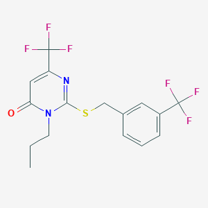 molecular formula C16H14F6N2OS B2434324 3-propyl-6-(trifluoromethyl)-2-{[3-(trifluoromethyl)benzyl]sulfanyl}-4(3H)-pyrimidinone CAS No. 866143-23-9