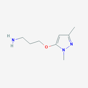 molecular formula C8H15N3O B2434327 3-[(1,3-dimethyl-1H-pyrazol-5-yl)oxy]propan-1-amine CAS No. 1518478-83-5