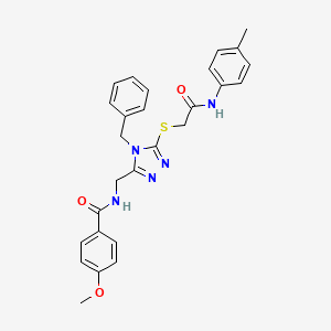 molecular formula C27H27N5O3S B2434335 N-[[4-苄基-5-[2-(4-甲基苯胺)-2-氧代乙基]硫代基-1,2,4-三唑-3-基]甲基]-4-甲氧基苯甲酰胺 CAS No. 476447-63-9