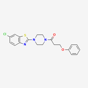 molecular formula C20H20ClN3O2S B2434340 1-[4-(6-Chloro-1,3-benzothiazol-2-yl)piperazin-1-yl]-3-phenoxypropan-1-one CAS No. 897471-44-2