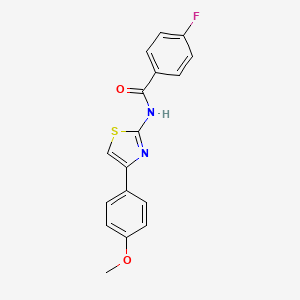 molecular formula C17H13FN2O2S B2434346 4-氟-N-[4-(4-甲氧基苯基)-1,3-噻唑-2-基]苯甲酰胺 CAS No. 313529-45-2