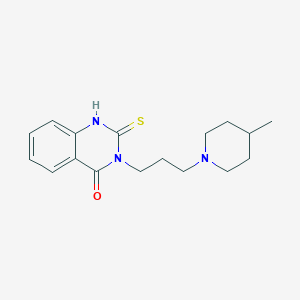 molecular formula C17H23N3OS B2434352 3-[3-(4-Methylpiperidin-1-yl)propyl]-2-thioxo-2,3-dihydrochinazolin-4(1H)-on CAS No. 443352-76-9