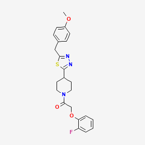 B2434360 2-(2-Fluorophenoxy)-1-(4-(5-(4-methoxybenzyl)-1,3,4-thiadiazol-2-yl)piperidin-1-yl)ethanone CAS No. 1251683-10-9