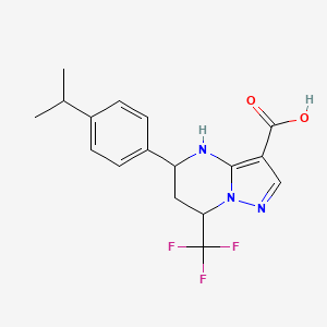 molecular formula C17H18F3N3O2 B2434361 5-[4-(Propan-2-yl)phenyl]-7-(trifluoromethyl)-4,5,6,7-tetrahydropyrazolo[1,5-a]pyrimidine-3-carboxylic acid CAS No. 827593-58-8