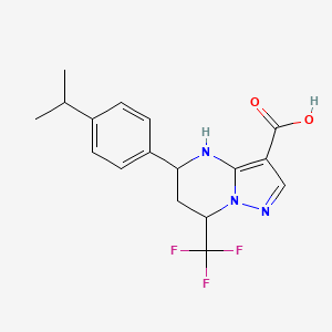 molecular formula C17H18F3N3O2 B2434361 Ácido 5-(4-isopropilfenil)-7-(trifluorometil)-4,5,6,7-tetrahidropirazolo[1,5-a]pirimidin-3-carboxílico CAS No. 827593-58-8