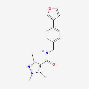 molecular formula C18H19N3O2 B2434367 N-(4-(furan-3-yl)benzyl)-1,3,5-trimethyl-1H-pyrazole-4-carboxamide CAS No. 2034285-25-9