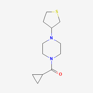 molecular formula C12H20N2OS B2434374 1-Cyclopropanecarbonyl-4-(thiolan-3-yl)piperazine CAS No. 2097866-79-8