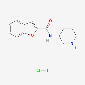 molecular formula C14H17ClN2O2 B2434375 N-(piperidin-3-yl)-1-benzofuran-2-carboxamide hydrochloride CAS No. 1384430-31-2