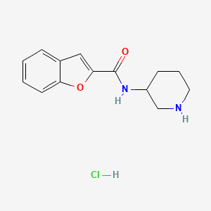 molecular formula C14H17ClN2O2 B2434375 Clorhidrato de N-(piperidin-3-il)-1-benzofuran-2-carboxamida CAS No. 1384430-31-2