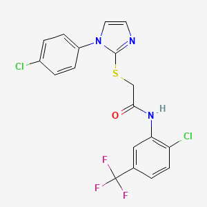 2-[1-(4-chlorophenyl)imidazol-2-yl]sulfanyl-N-[2-chloro-5-(trifluoromethyl)phenyl]acetamide