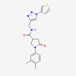 molecular formula C20H21N5O2S B2434378 1-(3,4-二甲苯基)-5-氧代-N-((1-(噻吩-3-基)-1H-1,2,3-三唑-4-基)甲基)吡咯烷-3-甲酰胺 CAS No. 2034312-27-9