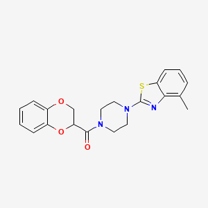 molecular formula C21H21N3O3S B2434381 (2,3-Dihydrobenzo[b][1,4]dioxin-2-yl)(4-(4-methylbenzo[d]thiazol-2-yl)piperazin-1-yl)methanone CAS No. 897475-36-4