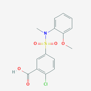 molecular formula C15H14ClNO5S B2434382 2-Chloro-5-[(2-methoxyphenyl)(methyl)sulfamoyl]benzoic acid CAS No. 438031-84-6
