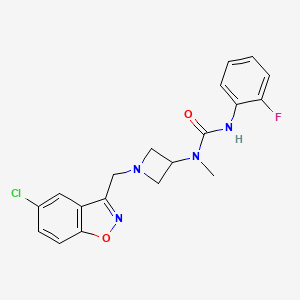 molecular formula C19H18ClFN4O2 B2434384 1-[1-[(5-Chloro-1,2-benzoxazol-3-yl)methyl]azetidin-3-yl]-3-(2-fluorophenyl)-1-methylurea CAS No. 2380194-27-2