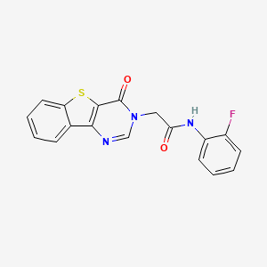 molecular formula C18H12FN3O2S B2434385 N-(2-氟苯基)-2-(4-氧代[1]苯并噻吩并[3,2-d]嘧啶-3(4H)-基)乙酰胺 CAS No. 1223767-24-5