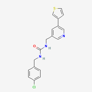 molecular formula C18H16ClN3OS B2434393 1-(4-Chlorobenzyl)-3-((5-(thiophen-3-yl)pyridin-3-yl)methyl)urea CAS No. 1795471-49-6