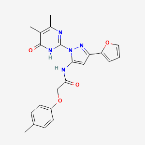 molecular formula C22H21N5O4 B2434396 N-(1-(4,5-dimethyl-6-oxo-1,6-dihydropyrimidin-2-yl)-3-(furan-2-yl)-1H-pyrazol-5-yl)-2-(p-tolyloxy)acetamide CAS No. 1172322-55-2