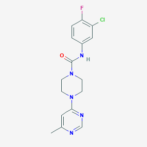 molecular formula C16H17ClFN5O B2434407 N-(3-chloro-4-fluorophenyl)-4-(6-methylpyrimidin-4-yl)piperazine-1-carboxamide CAS No. 1396558-98-7