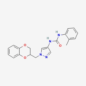 molecular formula C20H20N4O3 B2434429 1-(1-((2,3-dihydrobenzo[b][1,4]dioxin-2-yl)methyl)-1H-pyrazol-4-yl)-3-(o-tolyl)urea CAS No. 1797336-82-3