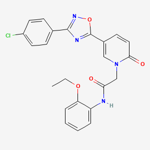 molecular formula C23H19ClN4O4 B2434436 2-[3-isopropyl-6-(5-methyl-1,2,4-oxadiazol-3-yl)-2-oxo-2,3-dihydro-1H-benzimidazol-1-yl]-N-(2-phenylpropyl)acetamide CAS No. 1112313-77-5