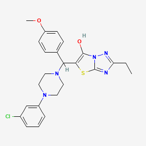 molecular formula C24H26ClN5O2S B2434438 5-((4-(3-Chlorophenyl)piperazin-1-yl)(4-methoxyphenyl)methyl)-2-ethylthiazolo[3,2-b][1,2,4]triazol-6-ol CAS No. 898367-76-5