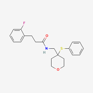3-(2-fluorophenyl)-N-((4-(phenylthio)tetrahydro-2H-pyran-4-yl)methyl)propanamide