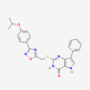 2-(((3-(4-isopropoxyphenyl)-1,2,4-oxadiazol-5-yl)methyl)thio)-7-phenyl-3H-pyrrolo[3,2-d]pyrimidin-4(5H)-one