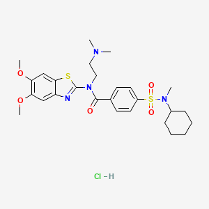4-(N-cyclohexyl-N-methylsulfamoyl)-N-(5,6-dimethoxybenzo[d]thiazol-2-yl)-N-(2-(dimethylamino)ethyl)benzamide hydrochloride