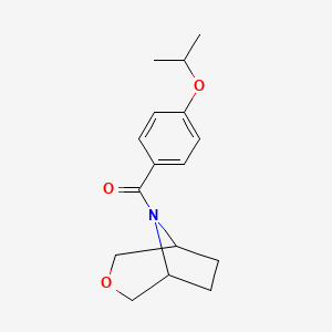 molecular formula C16H21NO3 B2434490 (1R,5S)-3-oxa-8-azabicyclo[3.2.1]octan-8-yl(4-isopropoxyphenyl)methanone CAS No. 1421480-79-6