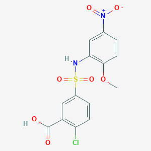 2-Chloro-5-[(2-methoxy-5-nitrophenyl)sulfamoyl]benzoic acid