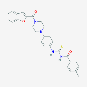 molecular formula C28H26N4O3S B243450 N-({4-[4-(1-benzofuran-2-ylcarbonyl)piperazin-1-yl]phenyl}carbamothioyl)-4-methylbenzamide 