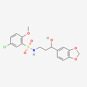 molecular formula C17H18ClNO6S B2434506 N-(3-(benzo[d][1,3]dioxol-5-yl)-3-hydroxypropyl)-5-chloro-2-methoxybenzenesulfonamide CAS No. 1421484-57-2