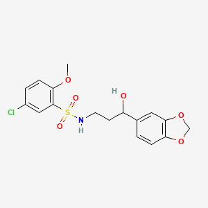 molecular formula C17H18ClNO6S B2434506 5-氯-2-甲氧基苯磺酰胺-N-(3-(苯并[d][1,3]二氧杂环戊烯-5-基)-3-羟丙基) CAS No. 1421484-57-2