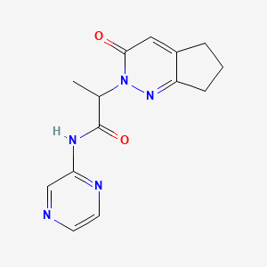 molecular formula C14H15N5O2 B2434512 2-(3-氧代-3,5,6,7-四氢-2H-环戊[c]哒嗪-2-基)-N-(吡嗪-2-基)丙酰胺 CAS No. 2034363-26-1
