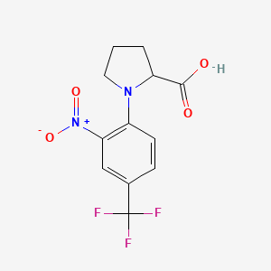 molecular formula C12H11F3N2O4 B2434513 1-[2-Nitro-4-(trifluoromethyl)phenyl]pyrrolidine-2-carboxylic acid CAS No. 1008859-90-2
