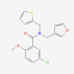 5-chloro-N-(furan-3-ylmethyl)-2-methoxy-N-(thiophen-2-ylmethyl)benzamide