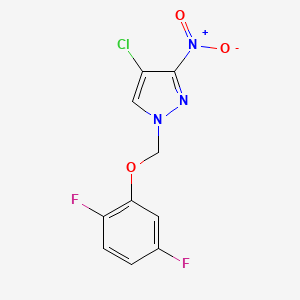 molecular formula C10H6ClF2N3O3 B2434521 4-氯-1-((2,5-二氟苯氧基)甲基)-3-硝基-1H-吡唑 CAS No. 1020724-23-5
