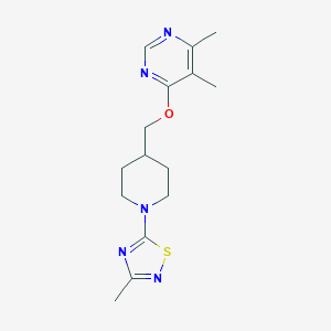 molecular formula C15H21N5OS B2434523 5-(4-(((5,6-Dimethylpyrimidin-4-yl)oxy)methyl)piperidin-1-yl)-3-methyl-1,2,4-thiadiazole CAS No. 2320820-19-5