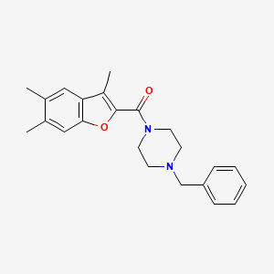 molecular formula C23H26N2O2 B2434528 1-Benzyl-4-(3,5,6-triméthyl-1-benzofuran-2-carbonyl)pipérazine CAS No. 622349-40-0