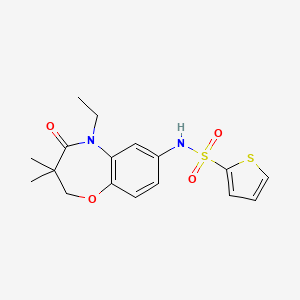 molecular formula C17H20N2O4S2 B2434531 N-(5-乙基-3,3-二甲基-4-氧代-2,3,4,5-四氢苯并[b][1,4]噁唑-7-基)噻吩-2-磺酰胺 CAS No. 922103-45-5