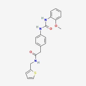 molecular formula C21H21N3O3S B2434541 2-(4-(3-(2-メトキシフェニル)ウレイド)フェニル)-N-(チオフェン-2-イルメチル)アセトアミド CAS No. 1207040-67-2