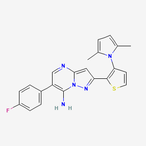 molecular formula C22H18FN5S B2434544 2-[3-(2,5-dimethyl-1H-pyrrol-1-yl)-2-thienyl]-6-(4-fluorophenyl)pyrazolo[1,5-a]pyrimidin-7-amine CAS No. 439095-87-1