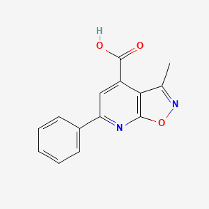 molecular formula C14H10N2O3 B2434546 3-Methyl-6-phenylisoxazolo[5,4-b]pyridine-4-carboxylic acid CAS No. 923884-15-5