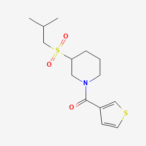 molecular formula C14H21NO3S2 B2434547 3-(2-Methylpropanesulfonyl)-1-(thiophene-3-carbonyl)piperidine CAS No. 2097882-87-4