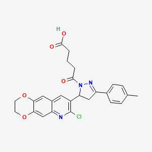 molecular formula C26H24ClN3O5 B2434562 5-[3-(7-Chloro-2,3-dihydro-[1,4]dioxino[2,3-g]quinolin-8-yl)-5-(4-methylphenyl)-3,4-dihydropyrazol-2-yl]-5-oxopentanoic acid CAS No. 683268-10-2