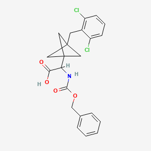 molecular formula C22H21Cl2NO4 B2434569 2-[3-[(2,6-Dichlorophenyl)methyl]-1-bicyclo[1.1.1]pentanyl]-2-(phenylmethoxycarbonylamino)acetic acid CAS No. 2287268-20-4