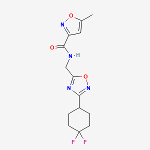 molecular formula C14H16F2N4O3 B2434583 N-((3-(4,4-difluorocyclohexyl)-1,2,4-oxadiazol-5-yl)methyl)-5-methylisoxazole-3-carboxamide CAS No. 2034518-31-3