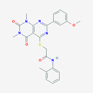 molecular formula C24H23N5O4S B2434604 2-((2-(3-methoxyphenyl)-6,8-dimethyl-5,7-dioxo-5,6,7,8-tetrahydropyrimido[4,5-d]pyrimidin-4-yl)thio)-N-(o-tolyl)acetamide CAS No. 893919-51-2