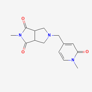 molecular formula C14H17N3O3 B2434613 2-Methyl-5-[(1-methyl-2-oxopyridin-4-yl)methyl]-3a,4,6,6a-tetrahydropyrrolo[3,4-c]pyrrole-1,3-dione CAS No. 2415521-33-2